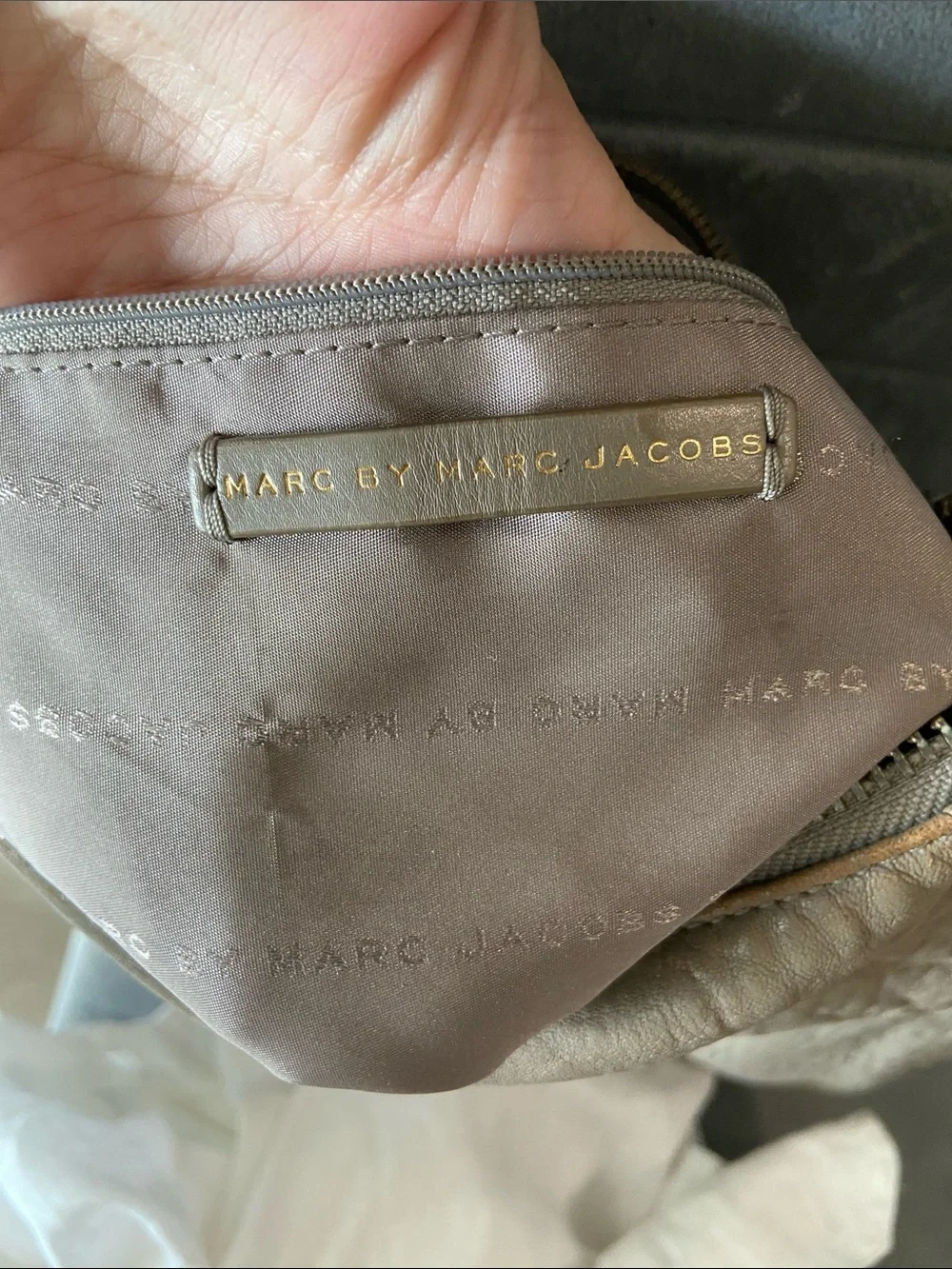 Marc by Marc Jacobs Taupe Pebbled Leather Hobo with Gold Hardware